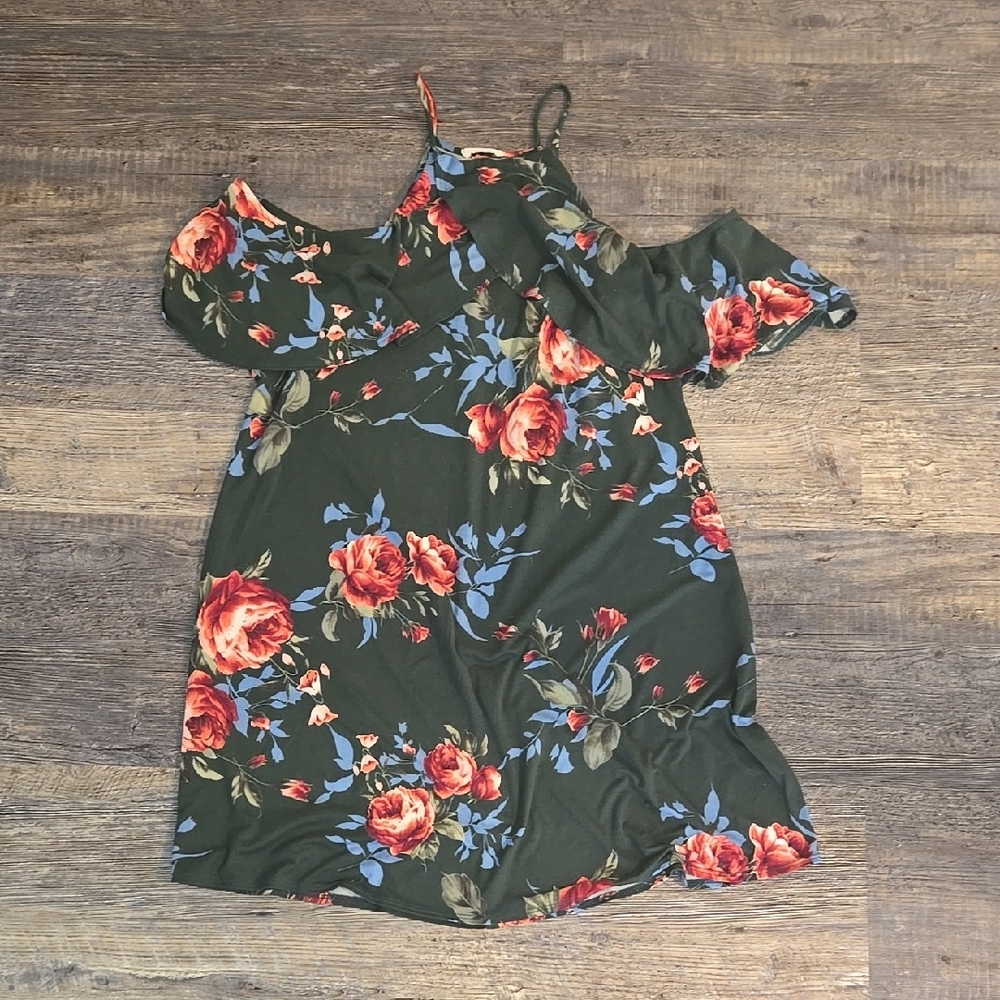 Floral Dress in Green and Red